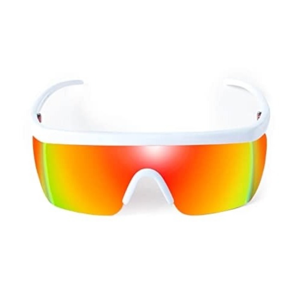 Tipsy Elves White Miami Ice Sport Sunglasses Mirror Lens Retro Shield +‎ Case